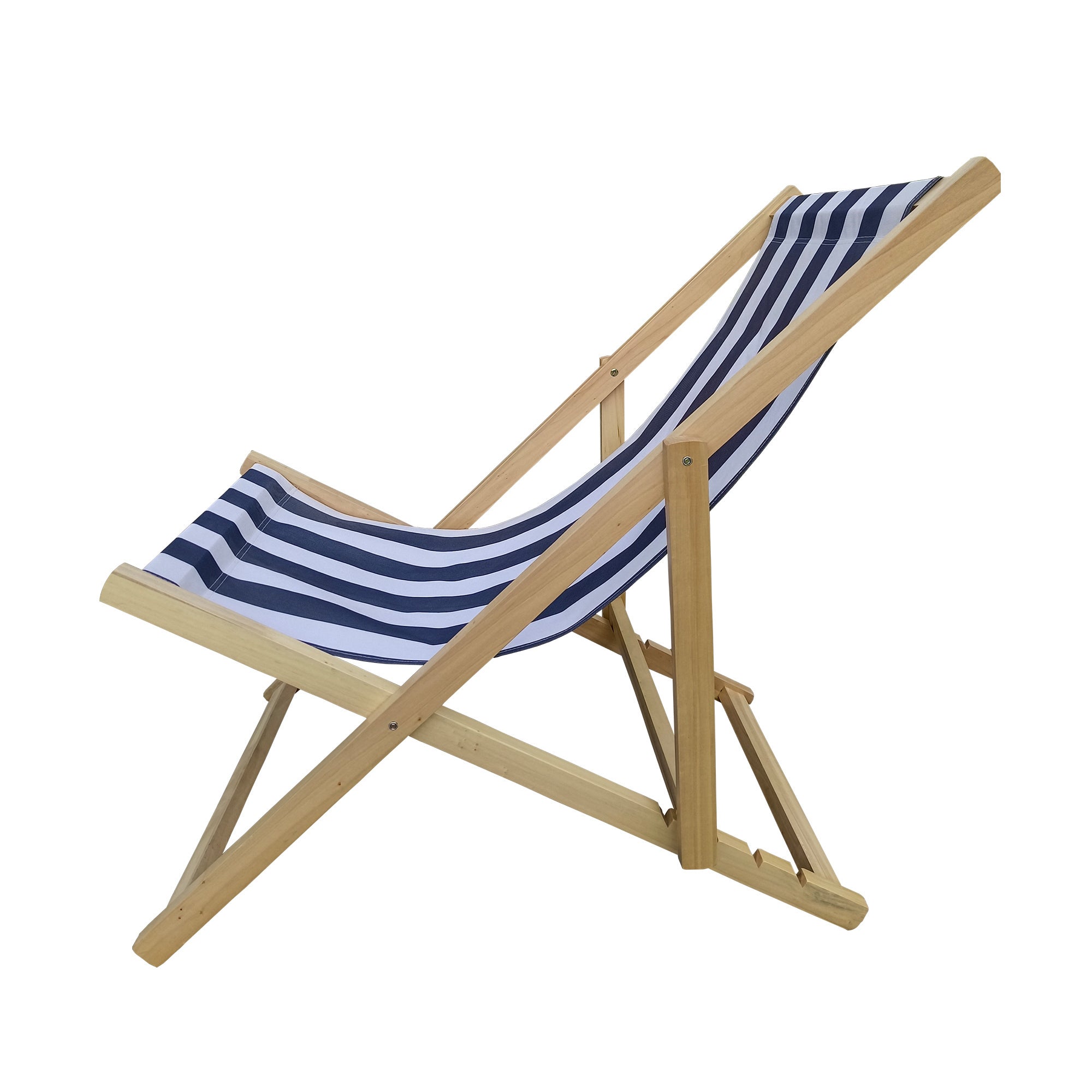 Populus wood sling chair blue Stripe Broad Dark blue Strip