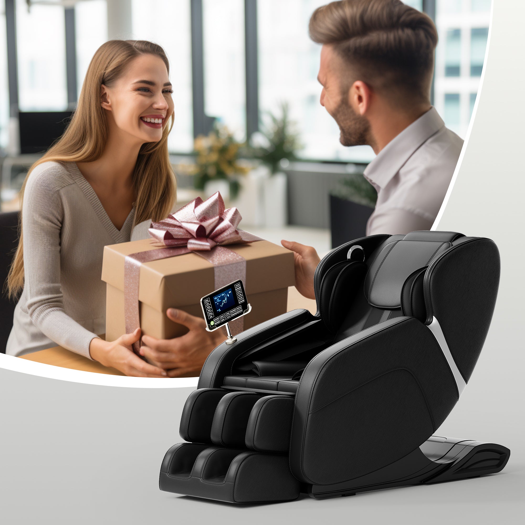 Full Body Massage Chair, Zero Gravity Mode, Deep Tissue Massage Chair, Foot Massage, 8 Fixed Massage Roller, LCD Touch Screen, Waist Heater, Bluetooth, Suitable for 5.1-5.75Ft Height (Black)