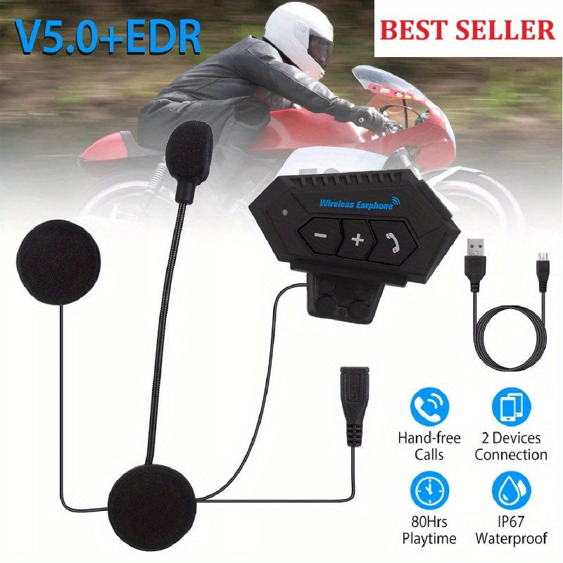 Motorcycle Helmet Wireless Earphone Speaker Motorcycle Waterproof Black Headphones