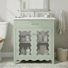 Green 30 inch modern bathroom vanity with tempered glass top, front view