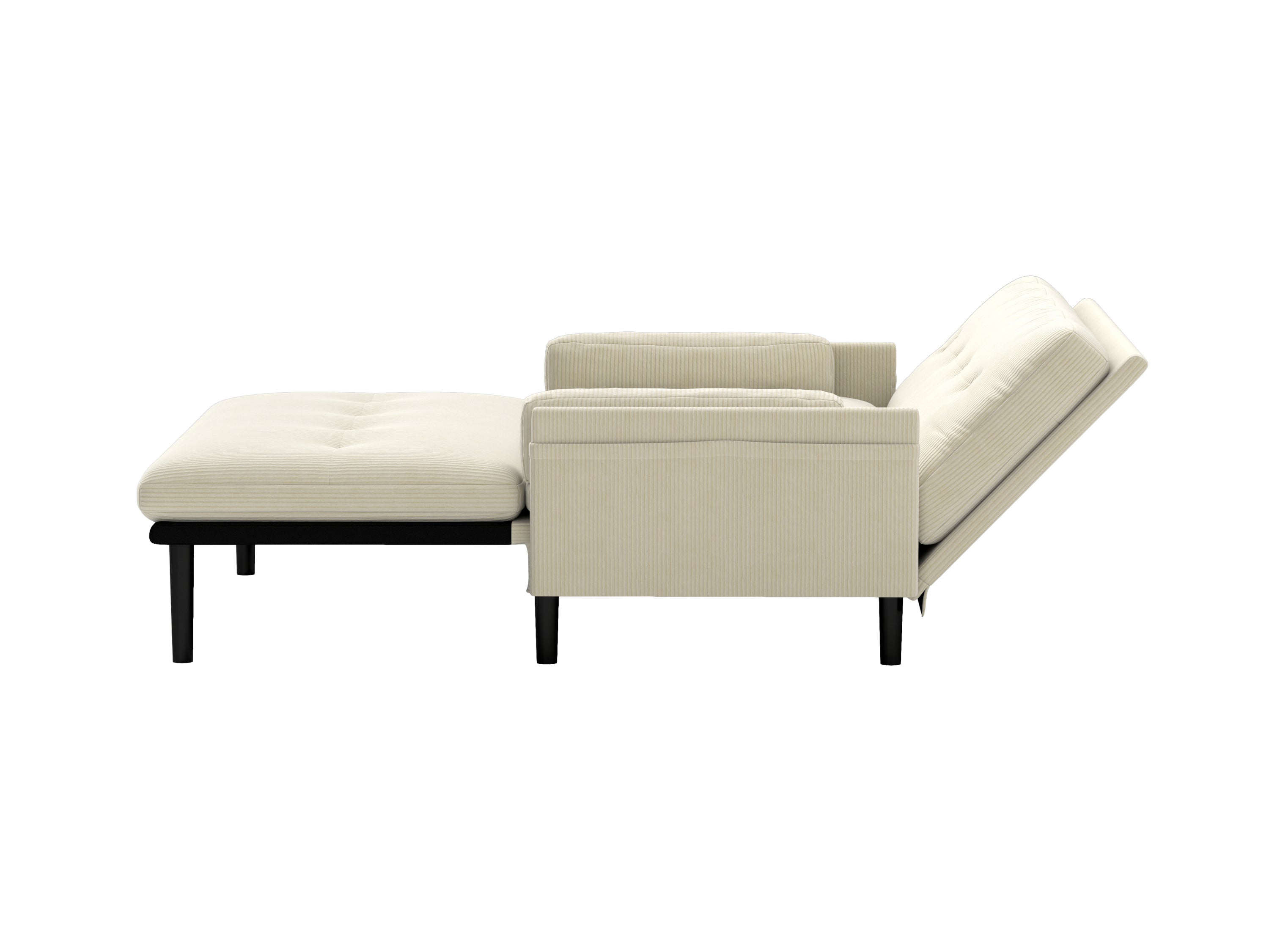 Ivory Corduroy Loveseat, Convertible Lounge Chair and Bed