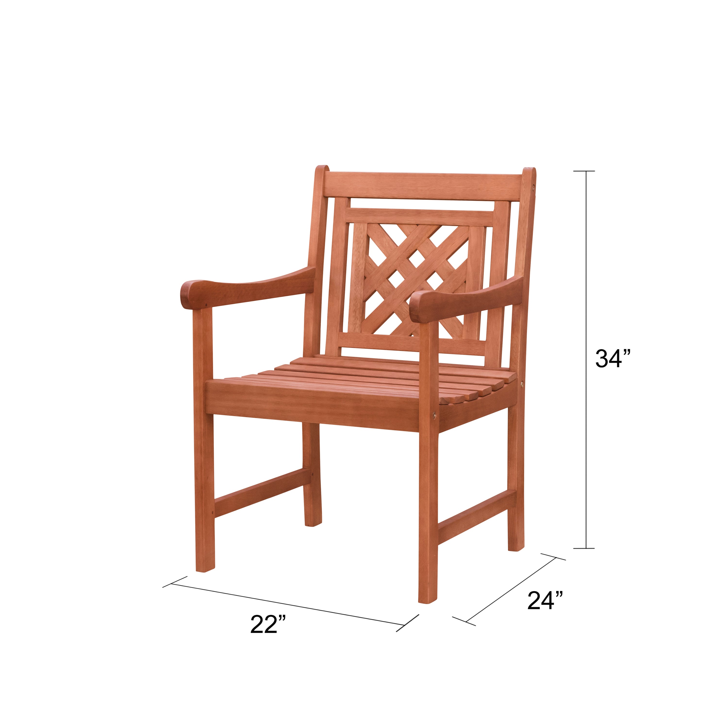 Siriana Reddish Brown Tropical Wood Patio Armchair