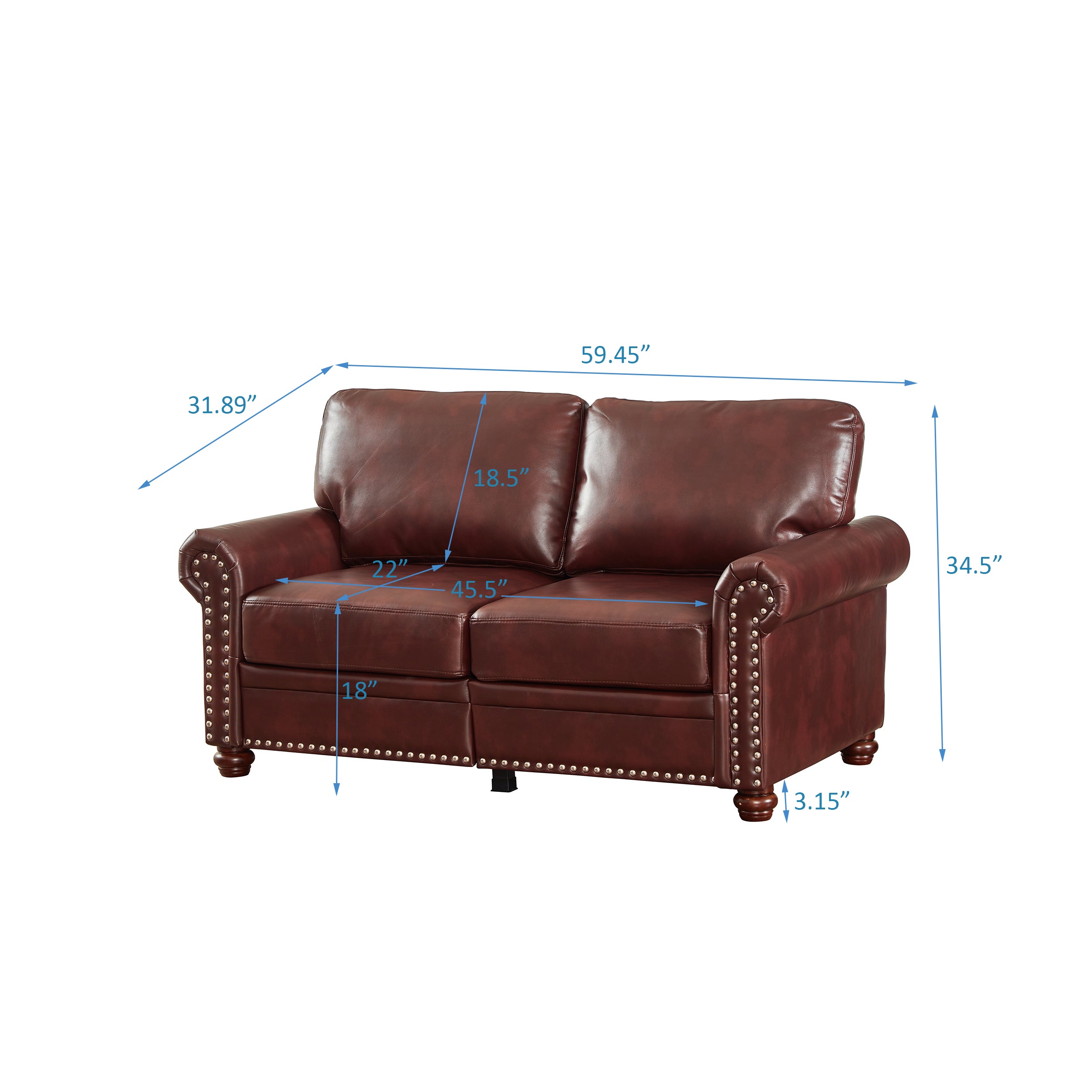 Living Room Sofa with Storage Sofa 2+3 Sectional Burgundy Faux Leather