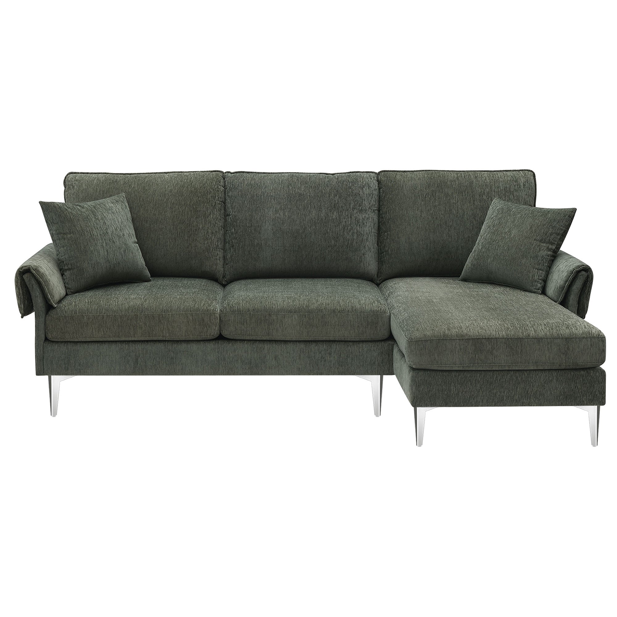 [VIDEO provided][New]84 "Modern Chenille L-Shaped Sofa with Reversible Lounge,Convertible Sectional Couch Set,4 Seat Indoor Furniture with Reversible Chaise,Fit for Living Room, Apartment(2 Pillows)