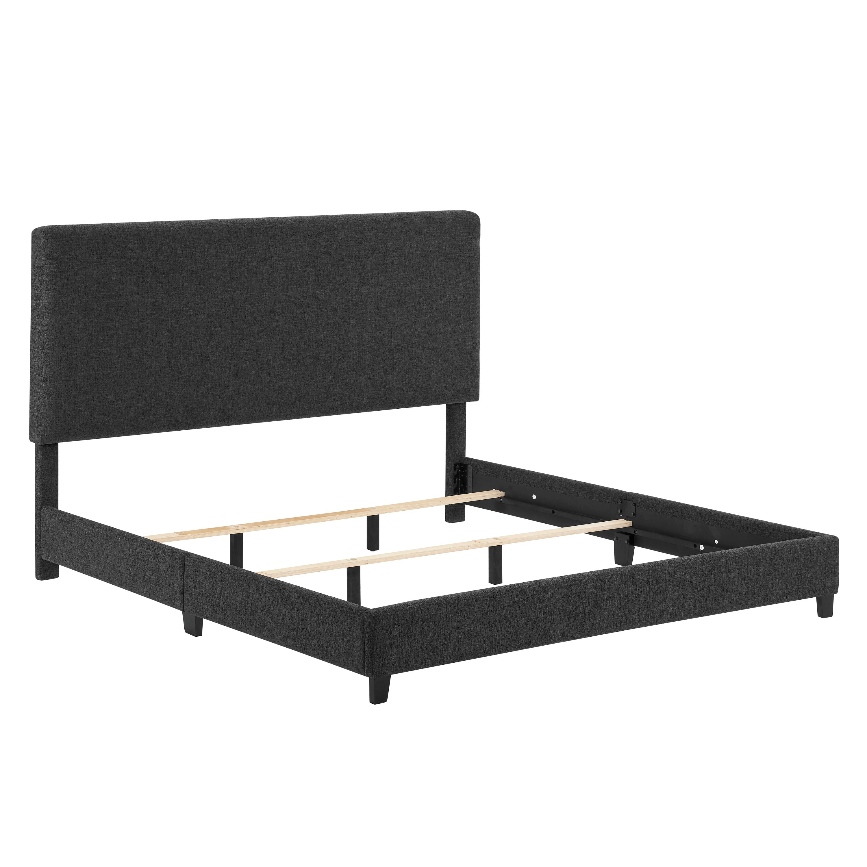 Bridgevine Home King Size Charcoal Grey Upholstered Platform Bed