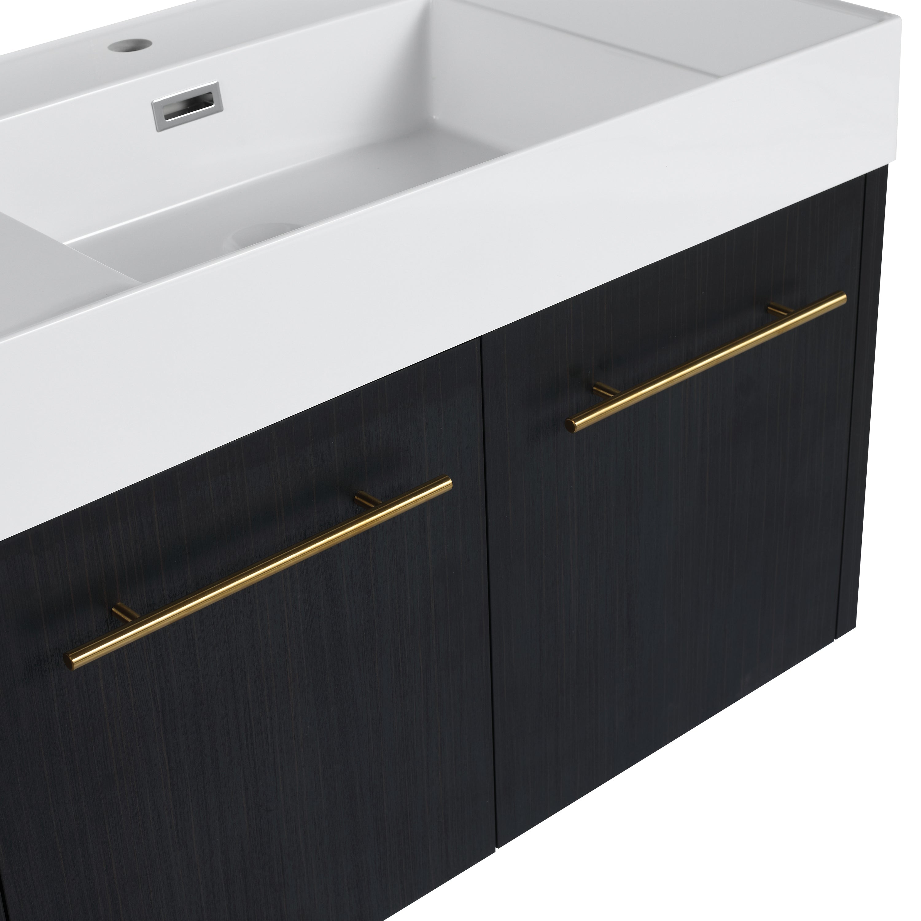 36 Inch Wall-Mounted Bathroom Vanity with Sink, Thick Edged Resin Basin, KD-Package