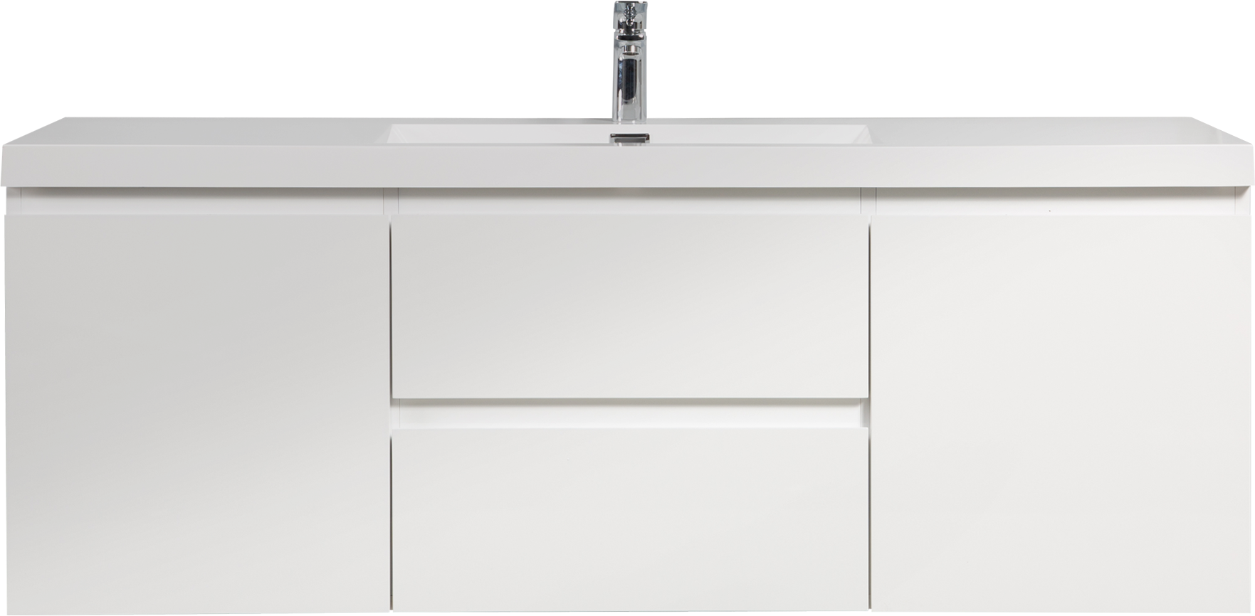 60" Floating Bathroom Vanity with Sink, Modern Wall-Mounted Bathroom Storage Vanity Cabinet with Resin Top Basin and Soft Close Drawers, Glossy White 24V11-60SGW