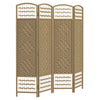 4 Panel Room Divider, Folding Privacy Screen, 5.6' Room Separator, Wave Fiber Freestanding Partition Wall Divider, Natural