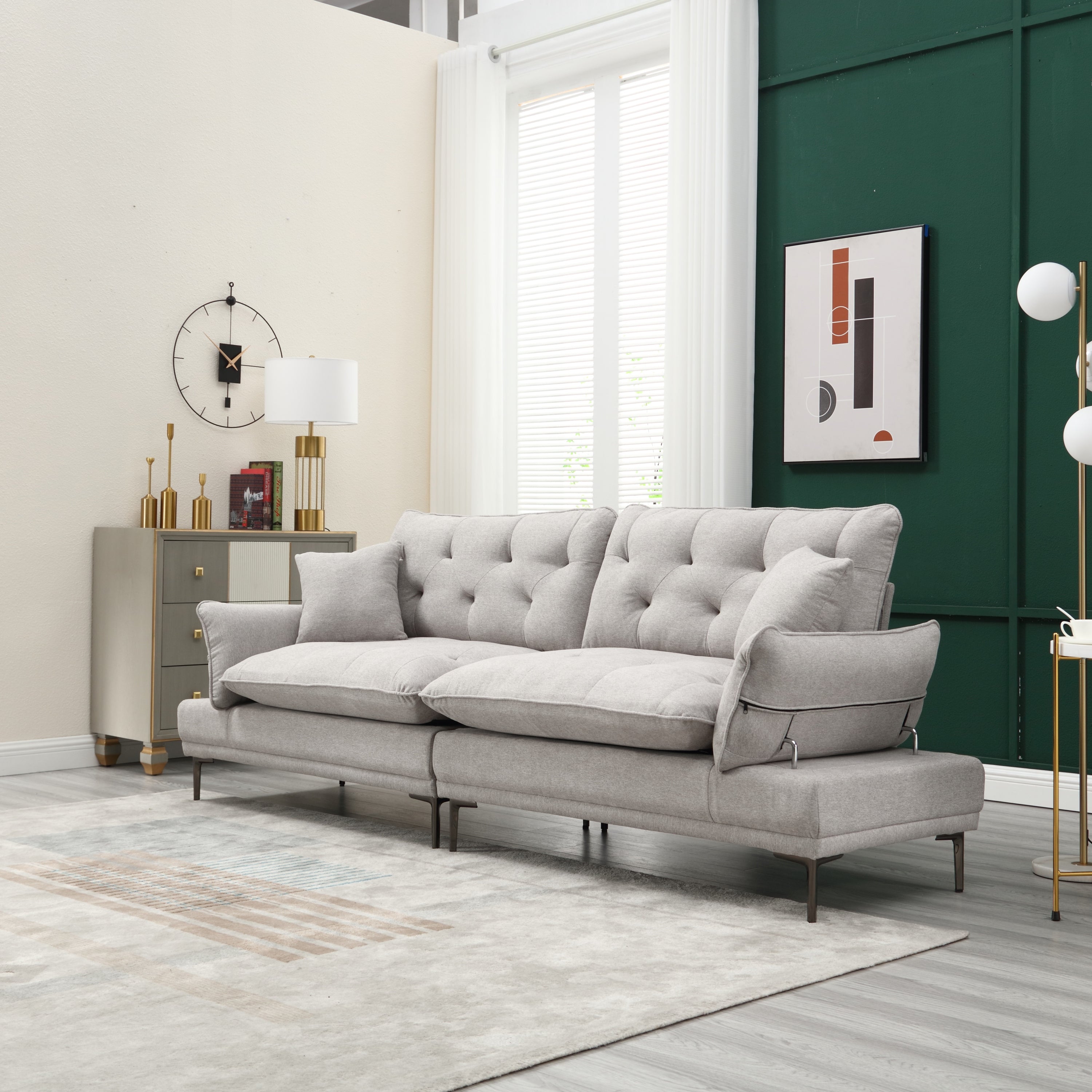 UNITED Linen Sofa , Accent sofa loveseat sofa with metal feet