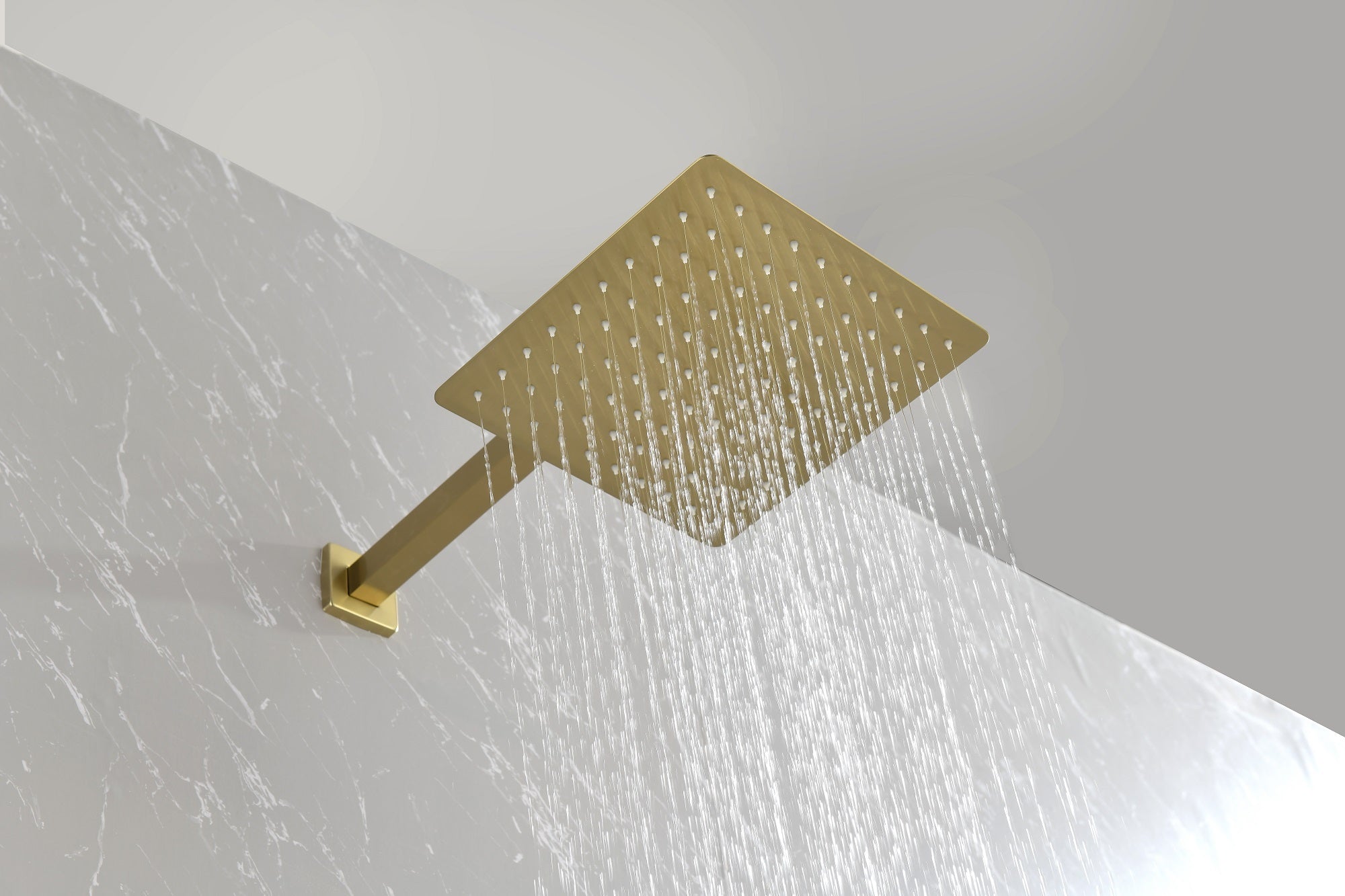 Brushed Gold Shower System, Bathroom 10 Inches Rain Shower Head with Handheld Combo Set, Wall Mounted High Pressure Rainfall Dual Shower Head System, Shower Faucet Set with Valve and Trim