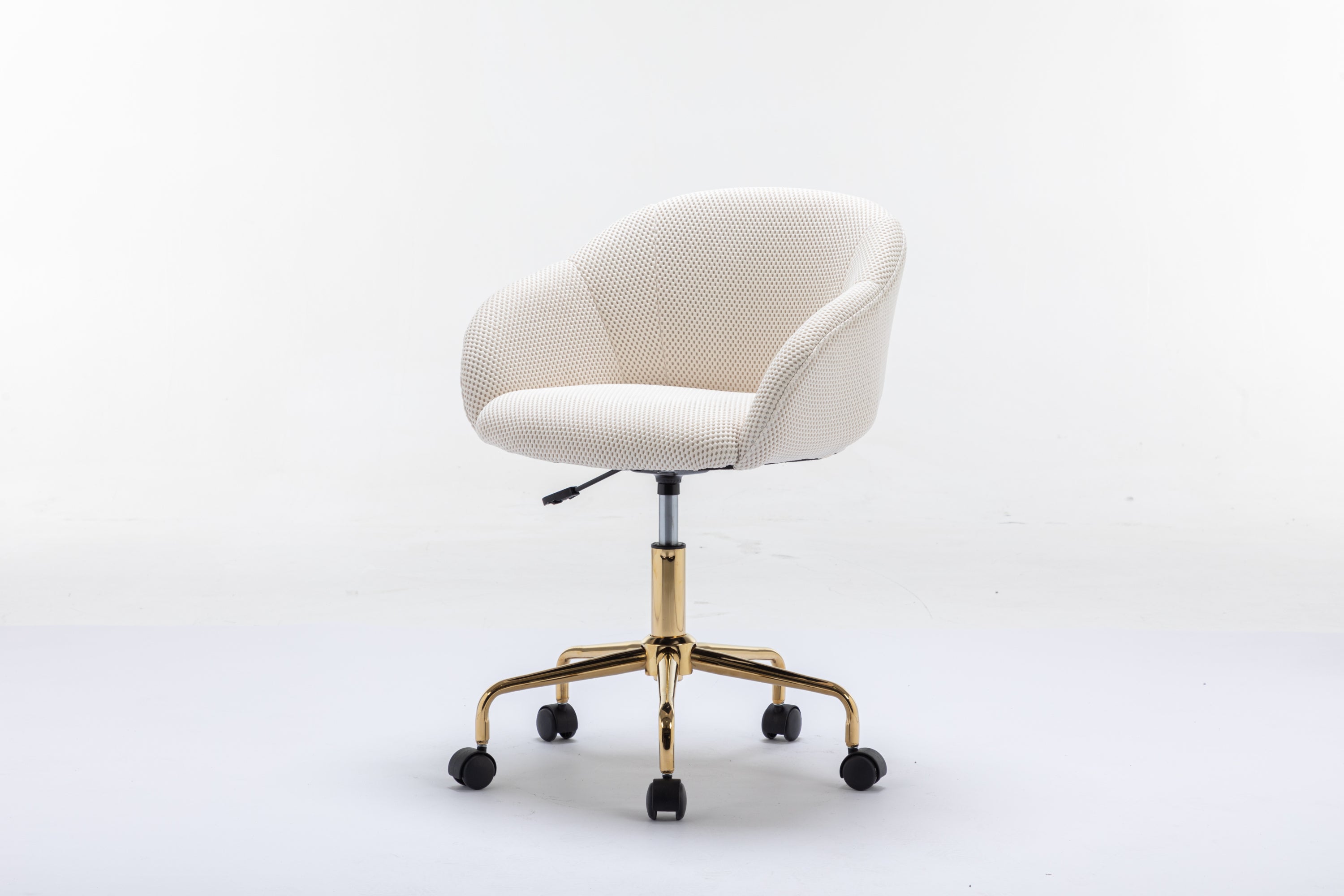 047-Mesh Fabric Home Office 360°Swivel Chair Adjustable Height With Gold Metal Base,Beige