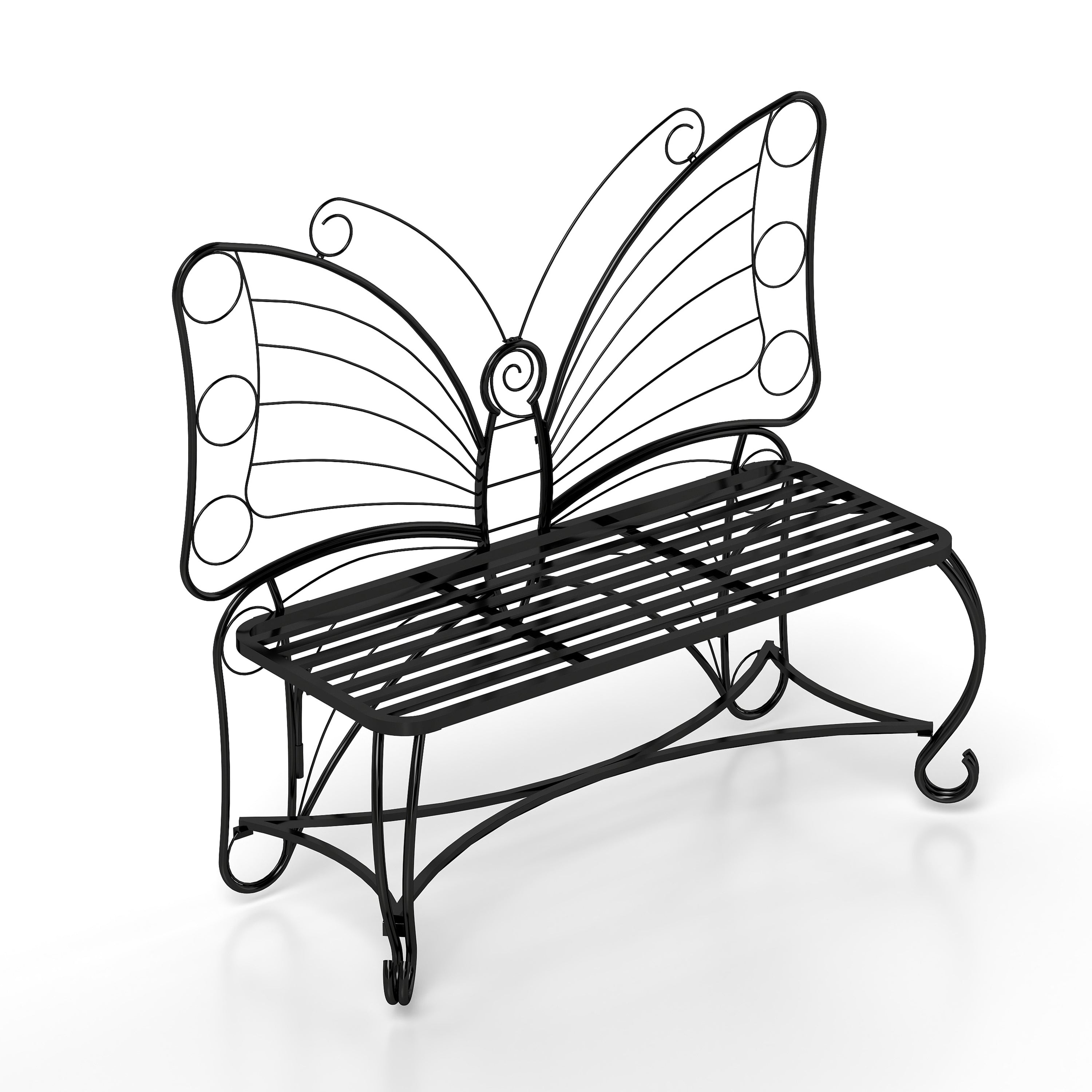 Butterfly Cast Metal Garden Bench, Outdoor Bench Patio Seat, Park Bench Outdoor Seating for Garden, Yard, Park, Entryway