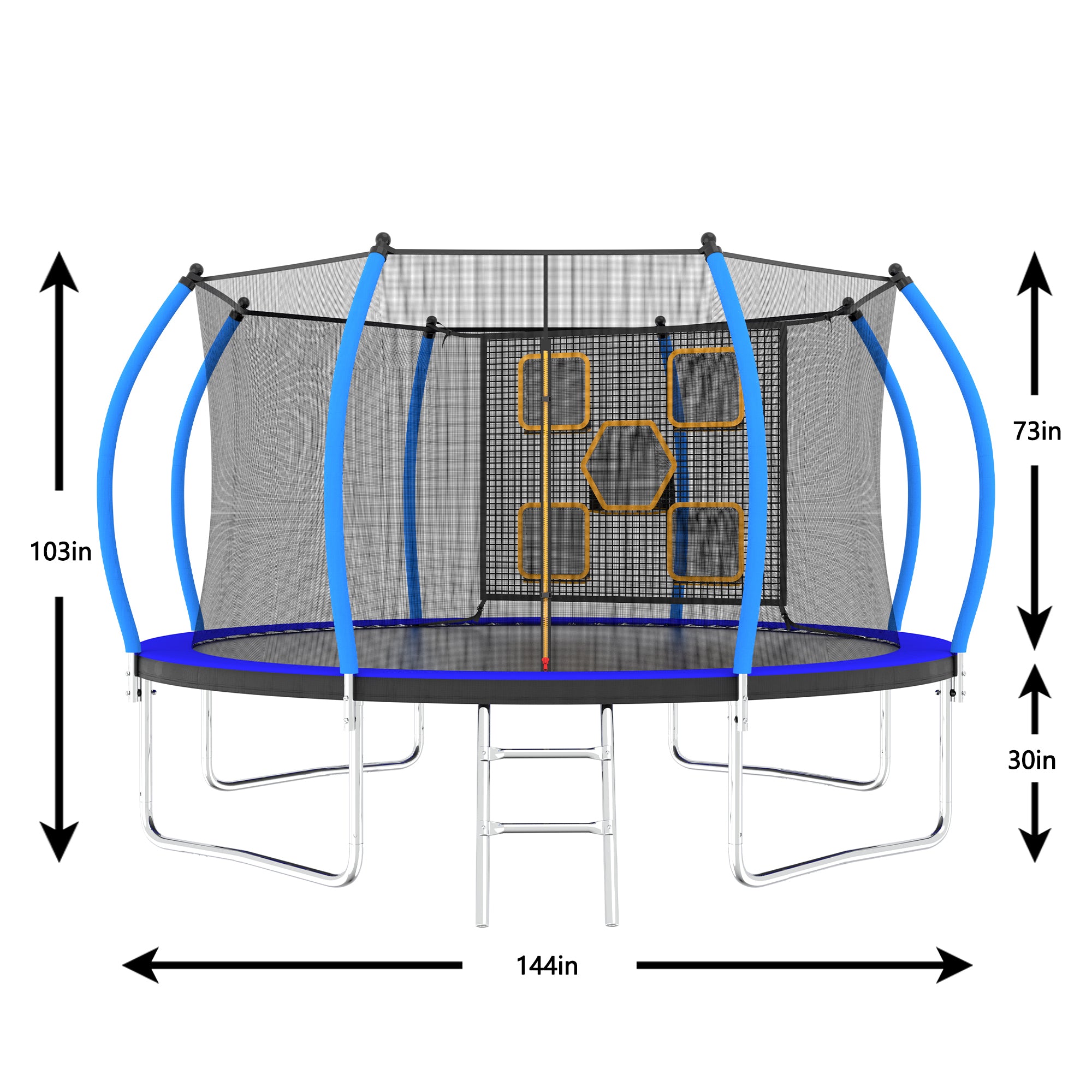 12FT Trampoline with Enclosure - Recreational Trampolines with Ladder, ASTM Approval Outdoor Trampoline for Kids