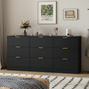 Black 9-drawer wooden dresser, 63 inch chest of drawers, front view