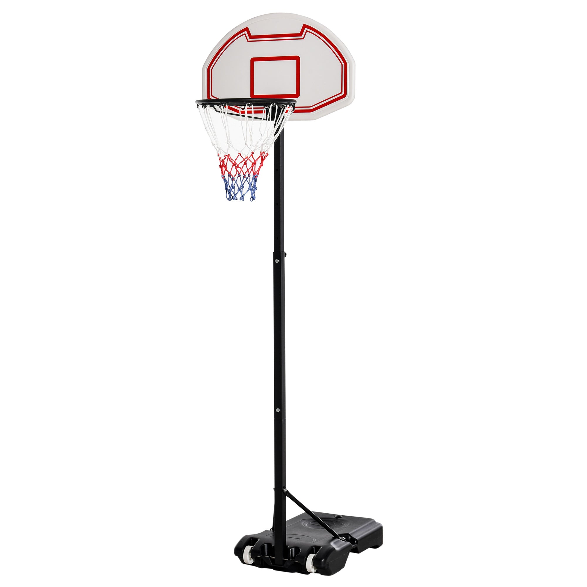 Soozier Portable Basketball Hoop Stand, 5.1-6.9ft Height-Adjustable Basketball System with 29'' Backboard and Wheels for Indoor and Outdoor Use, White