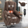 EMON'S Large Power Lift Recliner Chair with Massage and Heat for Elderly, Overstuffed Wide Recliners, Heavy Duty Motion Mechanism with USB and Type C Ports, 2 Steel Cup Holders, Brown