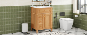 24-inch solid wood bathroom vanity with sink, front view