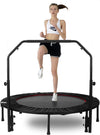 48" Foldable Mini Trampoline Max Load 300lbs, Fitness Rebounder with Adjustable Foam Handle, Exercise Trampoline for Adults Indoor/Garden Workout