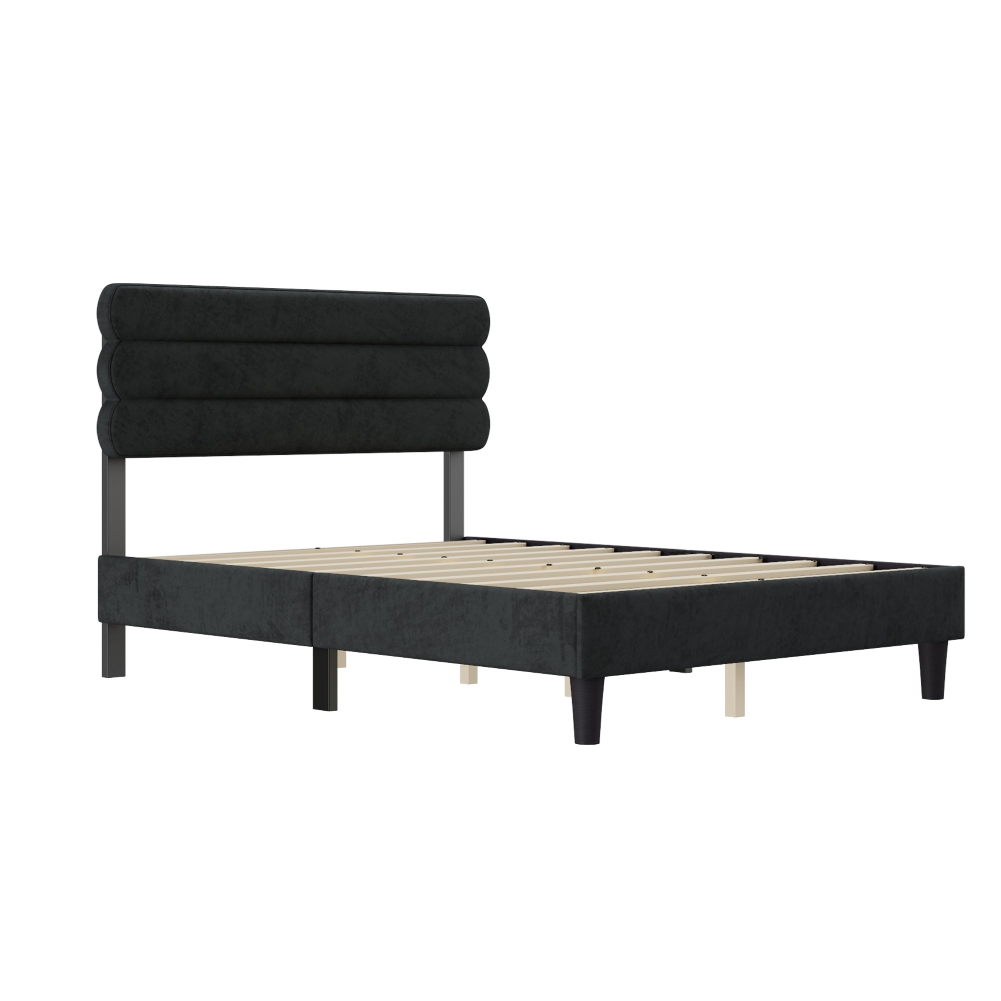 Queen Bed Frame with Headboard,Sturdy Platform Bed with Wooden Slats Support,No Box Spring,Mattress Foundation,Easy Assembly  DARK GREY