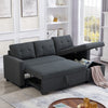 Upholstered Pull Out Sectional Sofa with Storage Chaise, Convertible Corner Couch, Dark Grey