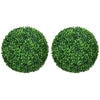 HOMCOM Set of 2 15.75 Inch Artificial Ball Boxwood Topiary Trees Balls, Indoor Outdoor Fake Plants for Home, Office & Living Room Decor