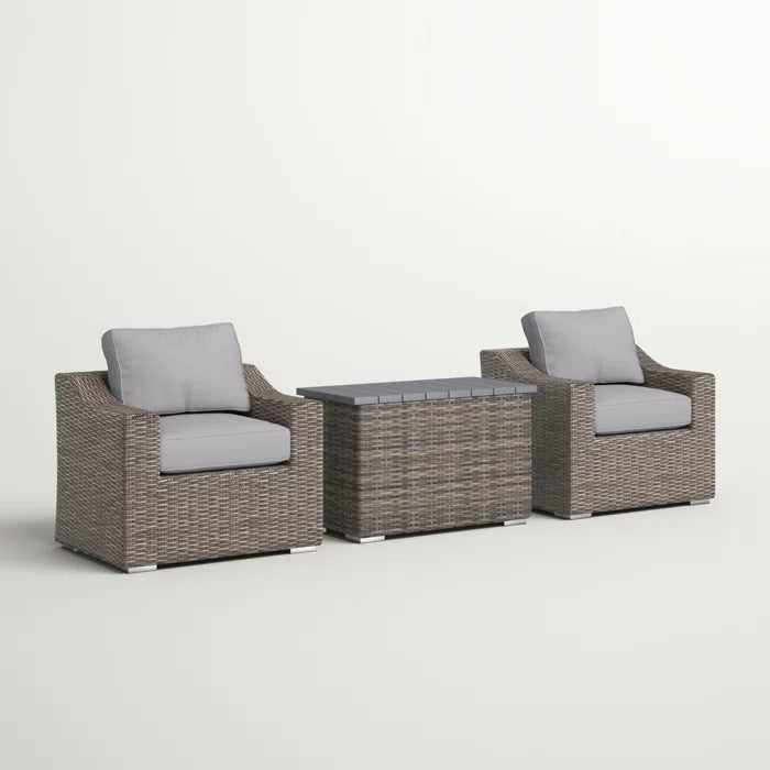 Chic Rattan Wicker Fully Assembled 2-Person Seating Group with Plush Cushions – Ideal for Cozy Outdoor Gatherings