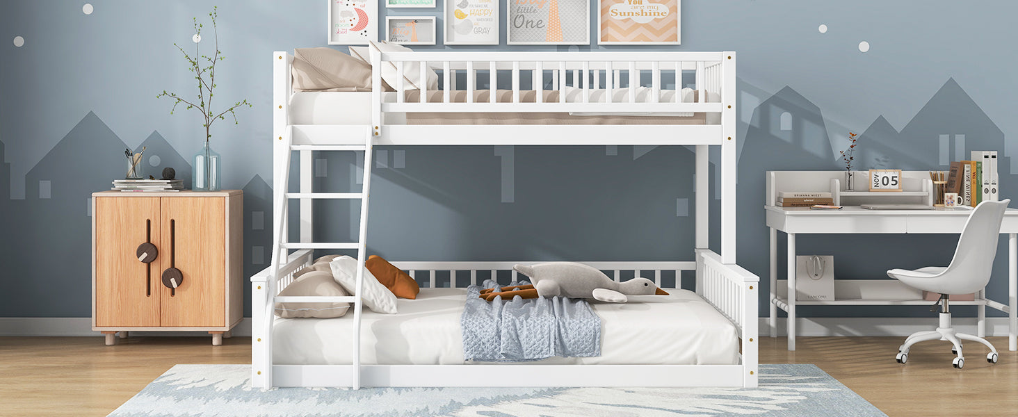 Twin XL over Queen Bunk Bed with Ladder, White — supplier product image 3