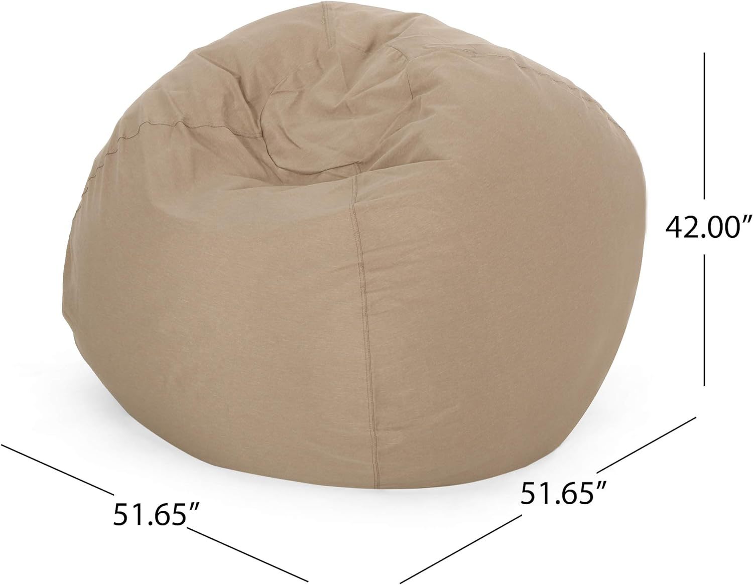 5-Foot Comfortable High-Density Shredded Foam Bean Bag Chair for Kids and Adults, with Removable Microsuede Cover, Ideal Reading and Bedroom Floor Lounge, Tuscany