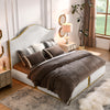 Corduroy Upholstered Bed Frame King Size 59.5" Tall  Headboard Queen Bed Frame Metal Decoration /No Box Spring Needed