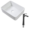 19"x15" Rectangle Vessel Bathroom Sink and Matte Black Single Lever Faucet Combo