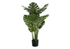 Artificial Plant, 45" Tall, Monstera Tree, Indoor, Faux, Fake, Floor, Greenery, Potted, Real Touch, Decorative, Green Leaves, Black Pot