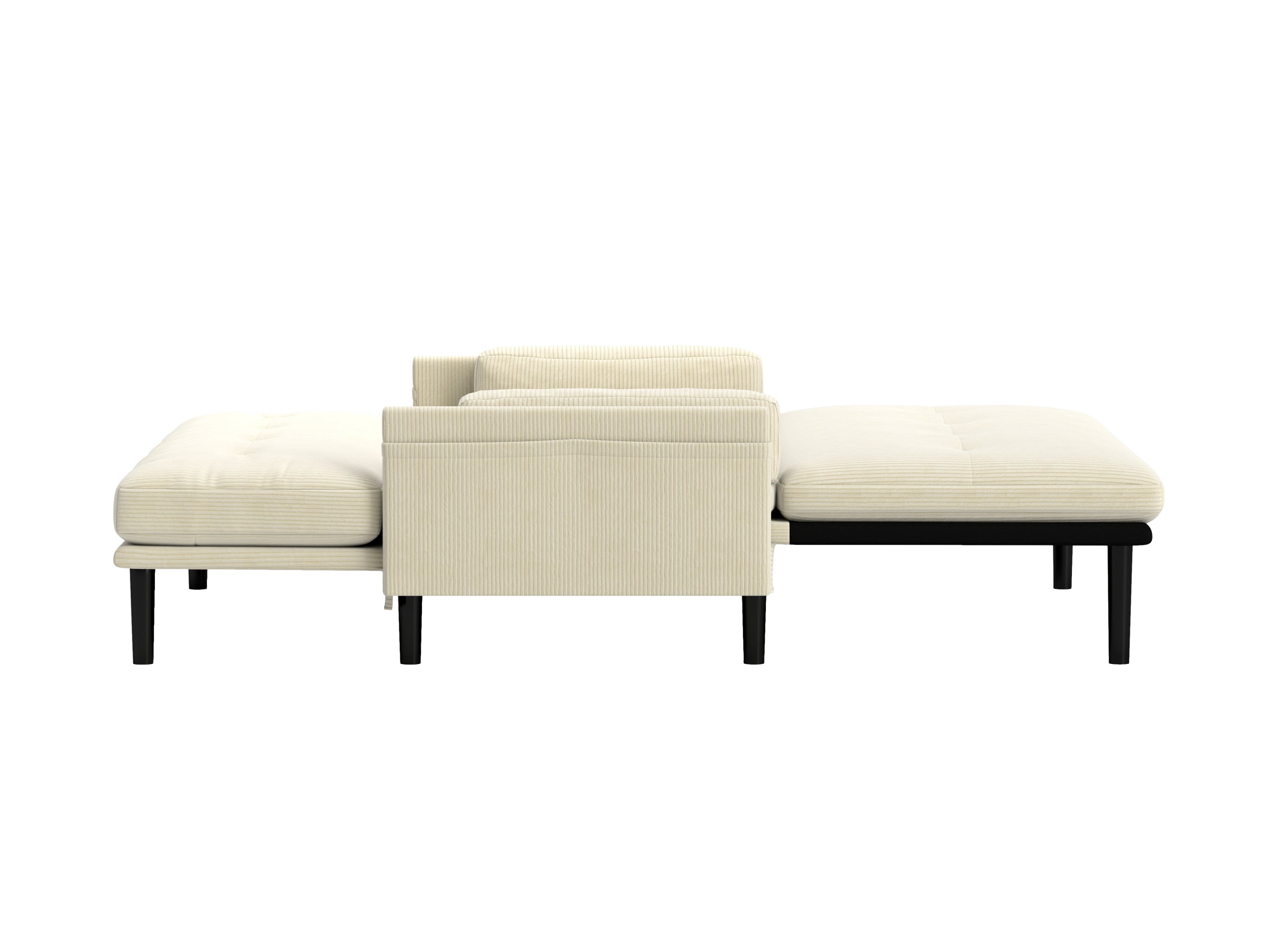 Ivory Corduroy Loveseat, Convertible Lounge Chair and Bed