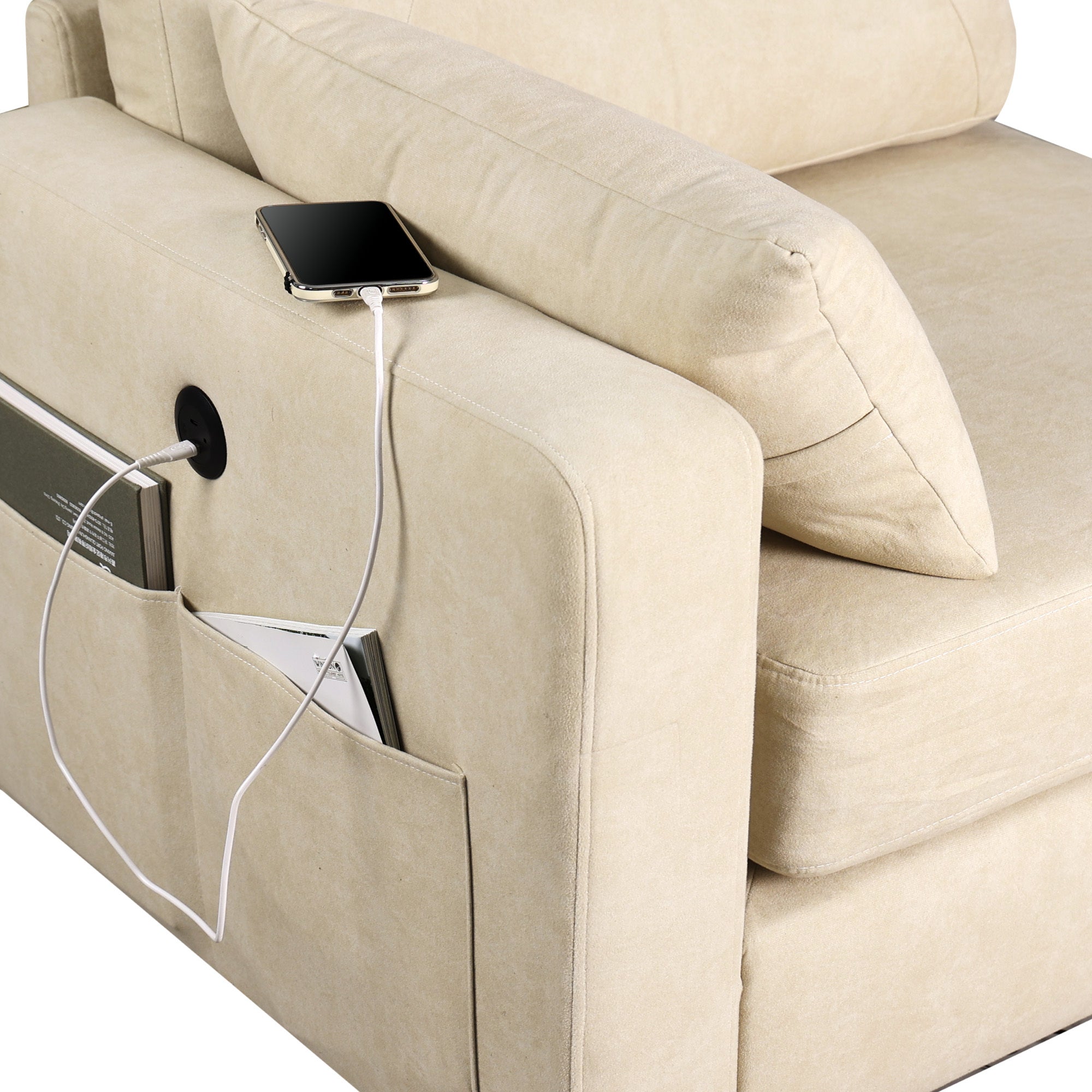 Oversized 86.1'' L Shaped Modular Sectional Couches with USB Ports, Ottoman, Lumbar Pillows