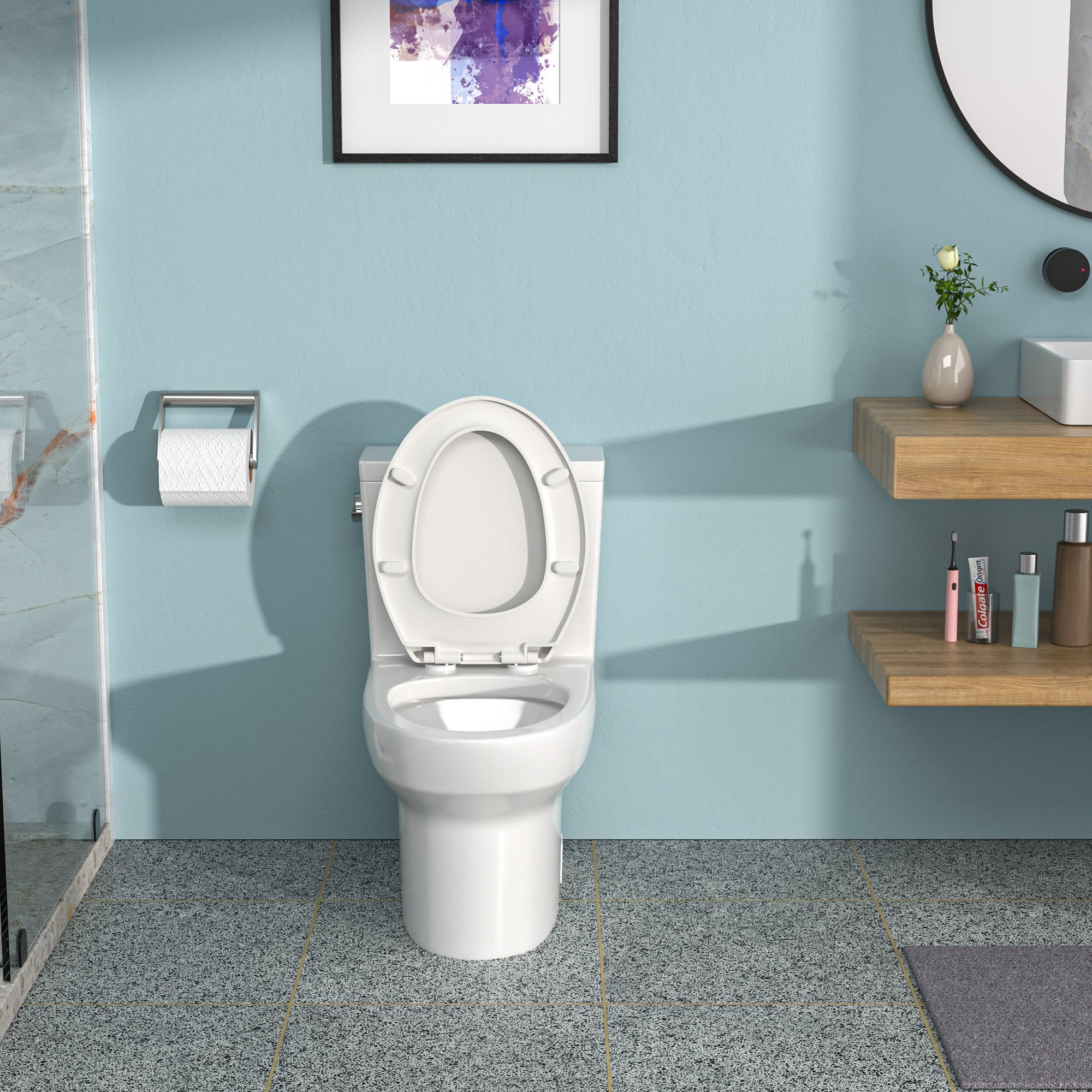 Ceramic One Piece Toilet,Single Flush with Soft Clsoing Seat