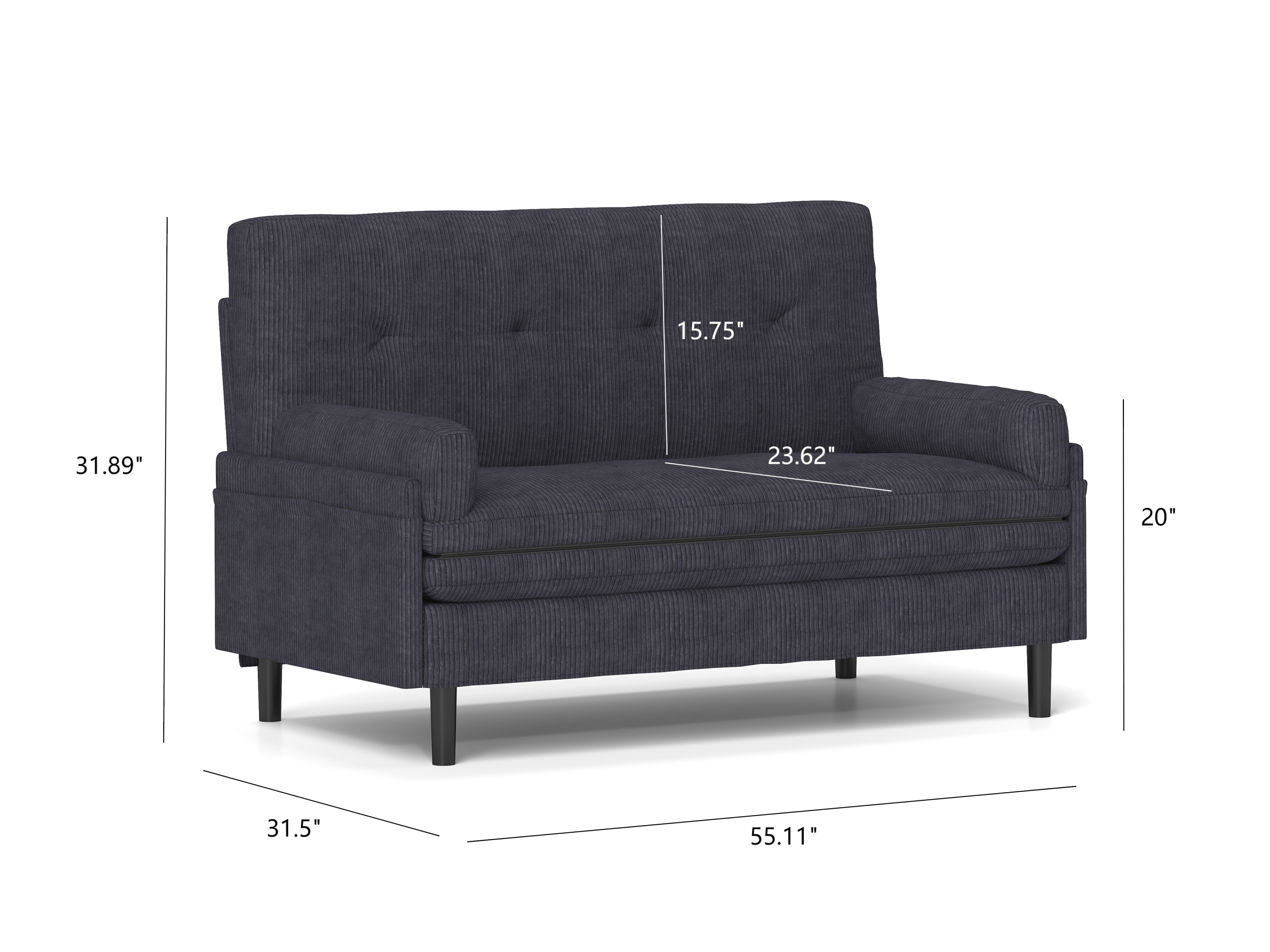 Black 2 seater sofa sleeper with recline fuction