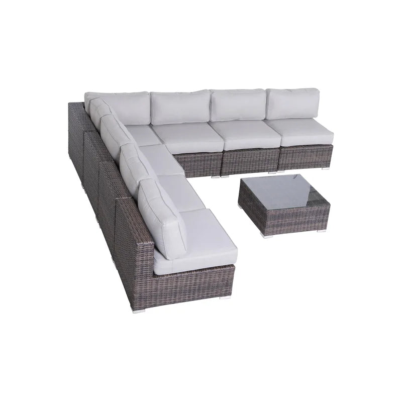 6-Person Wicker Seating Set with Cushions – Fully Assembled