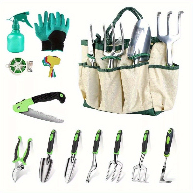 13 Piece Garden Tool Set, Heavy Duty Aluminum Gardening Hand Tool Kit with Storage Bag