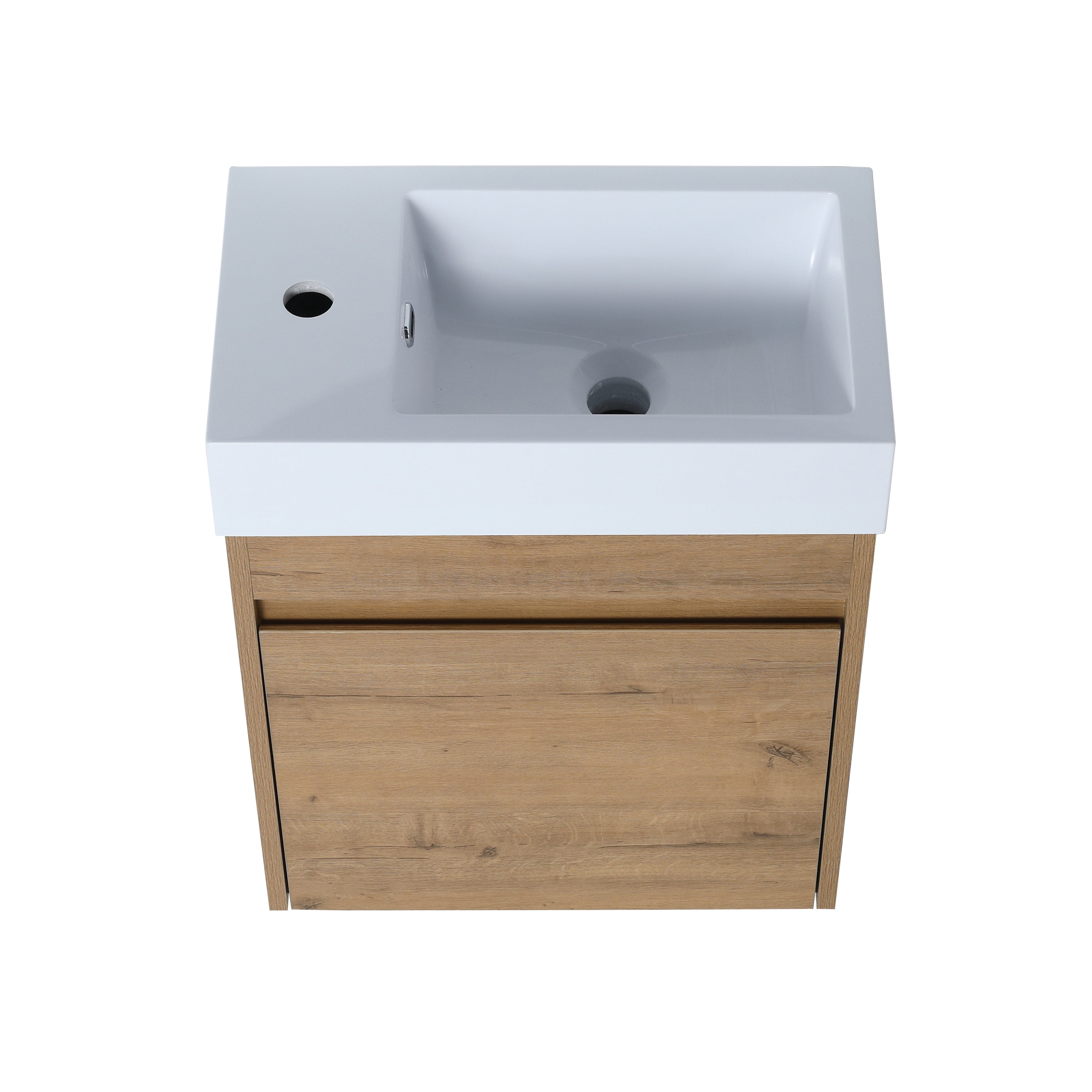 18'' Floating Wall-Mounted Bathroom Vanity with White Resin Sink & Soft-Close Cabinet Door