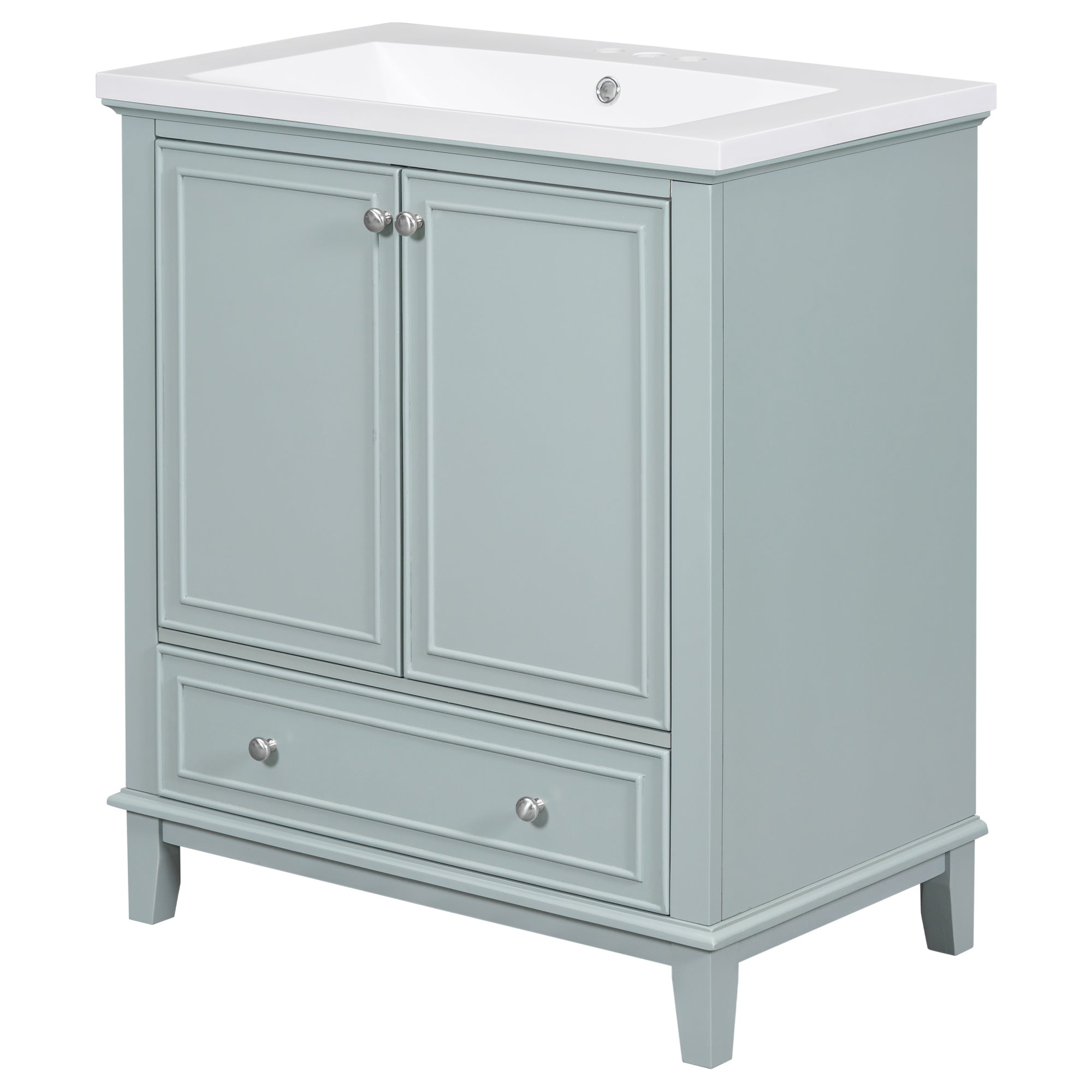 30" Bathroom Vanity with Sink Combo, Multi-functional Bathroom Cabinet with Doors and Drawer, Solid Frame and MDF Board, Green (Old Sku:SY999606AAC)