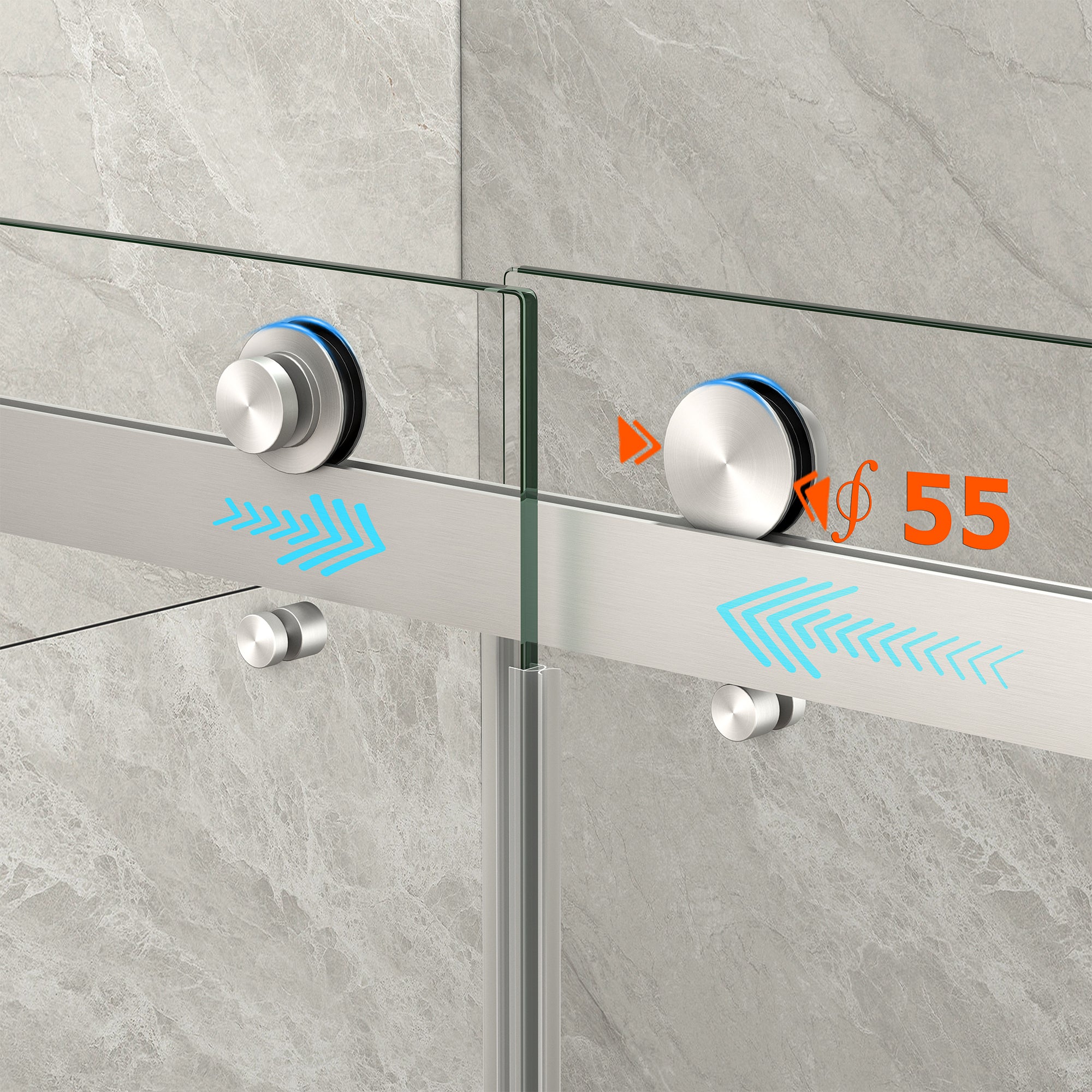 55-60 x 60 in Premium Bypass Sliding Tub Door - 55-60 x 60 in / Brushed Nickel / 5/16 in Glass view 6