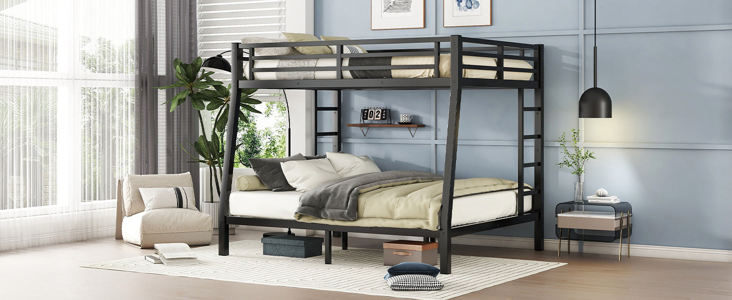 Metal Full XL over Queen Bunk Bed for Teens and Adults,Space-Saving/Noise Reduced/No Box Spring Needed, Old SKU W1307S00020