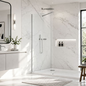 32 x 76 in Frameless Fixed Shower Glass Panel - Wall Channel Chrome view 1