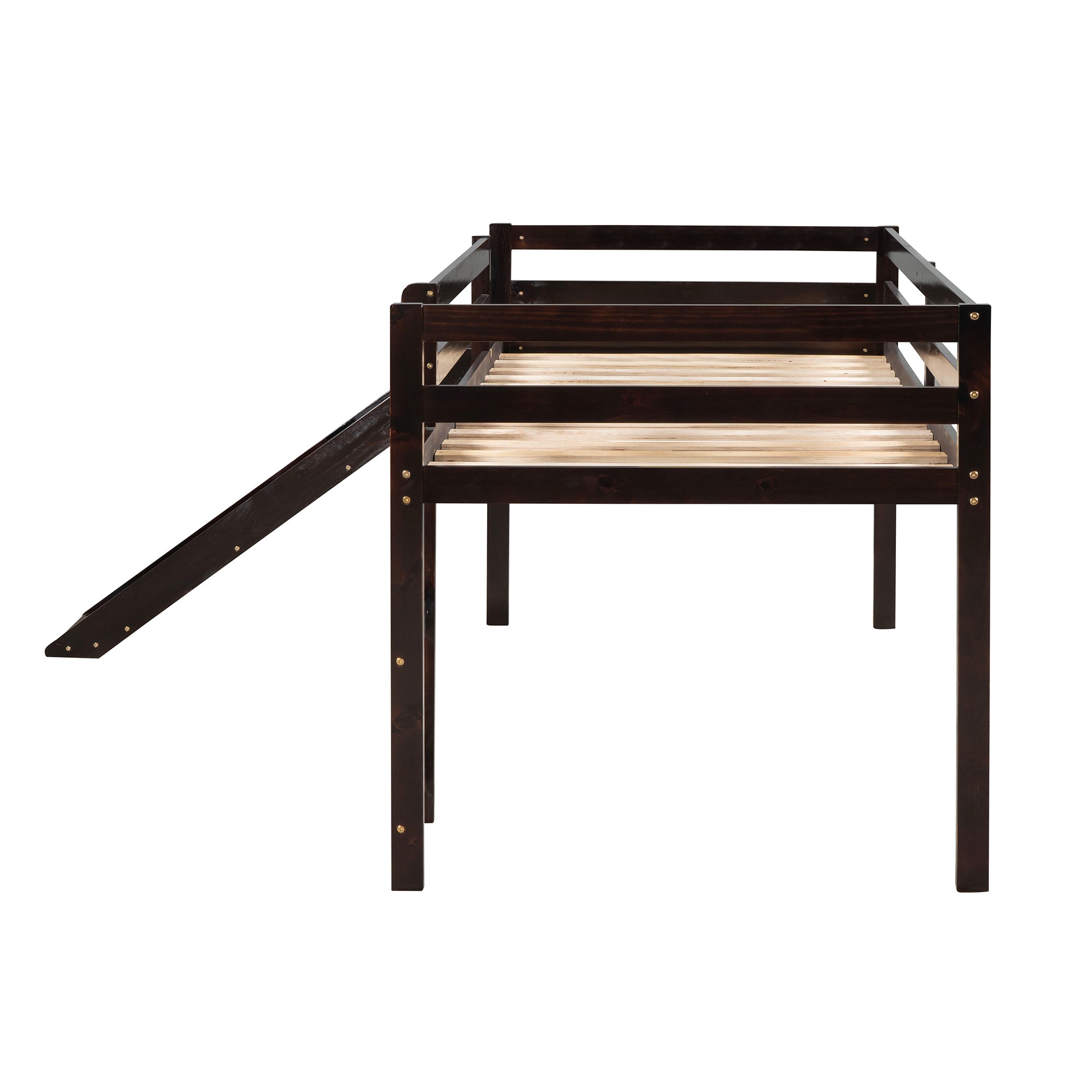 Loft Bed with Slide, Multifunctional Design, Twin (Espresso)(OLD SKU: WF191904AAP)