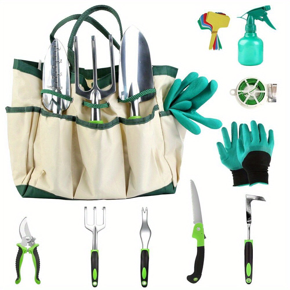 13 Piece Garden Tool Set, Heavy Duty Aluminum Gardening Hand Tool Kit with Storage Bag