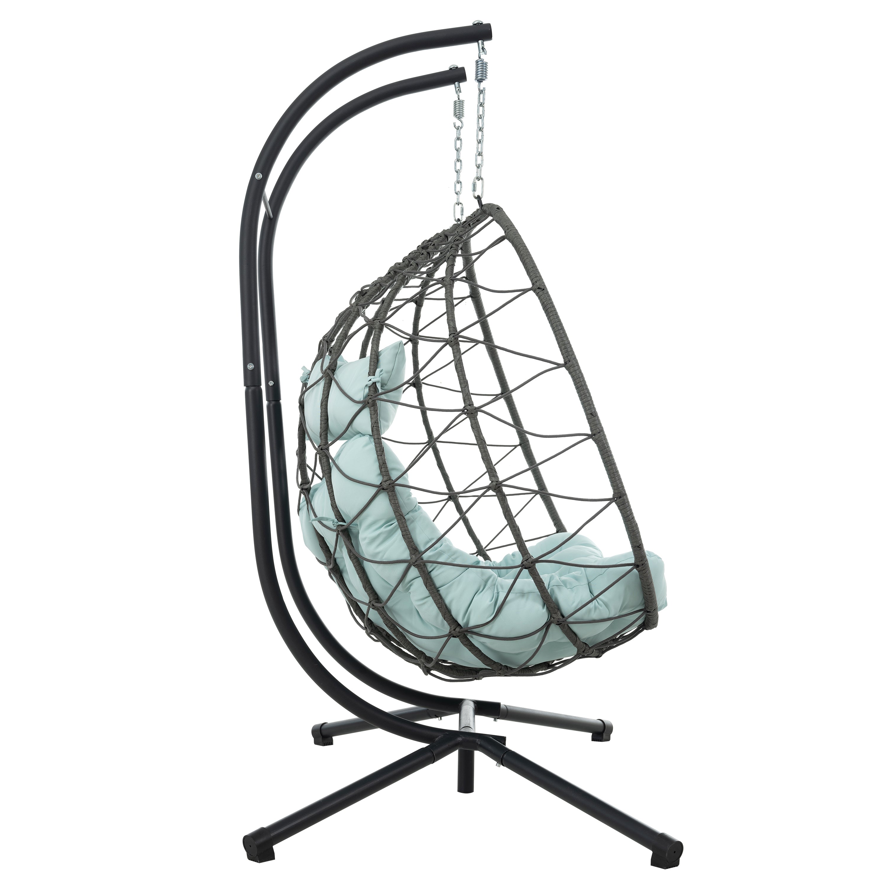 2 Persons Egg Chair with Stand Indoor Outdoor Swing Chair Patio Wicker Hanging Egg Chair Hanging Basket Chair with Stand for Bedroom Living Room Balcony