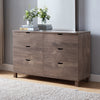 6 Drawer Wide Chest Dresser, Home Storage Chest Organizer with Cut- Out Curved Handles, Hazelnut