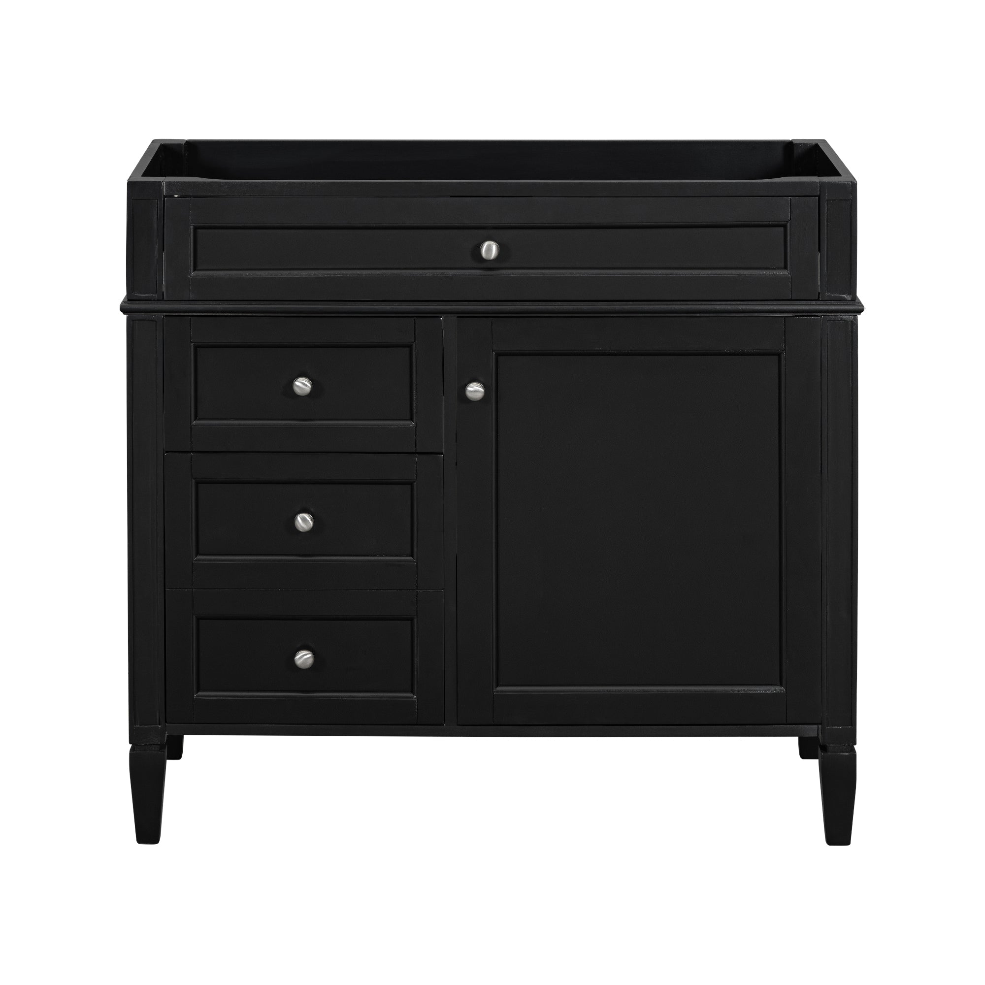 36'' Bathroom Vanity without Top Sink, Modern Bathroom Storage Cabinet with 2 Drawers and a Tip-out Drawer, Solid Wood Frame (NOT INCLUDE BASIN SINK)