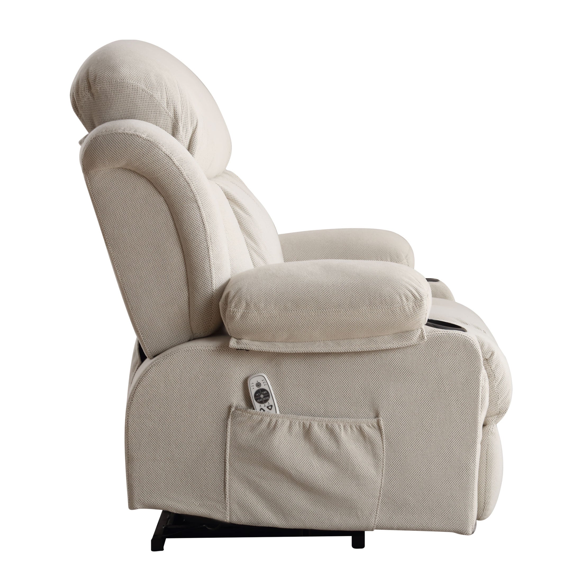 Power Lift Recliner Chair with Heat and Massage Electric Fabric Recliner Chair for Elderly with Side Pocket, USB Charge Port, Remote Control for Living Room (BEIGE)A+B