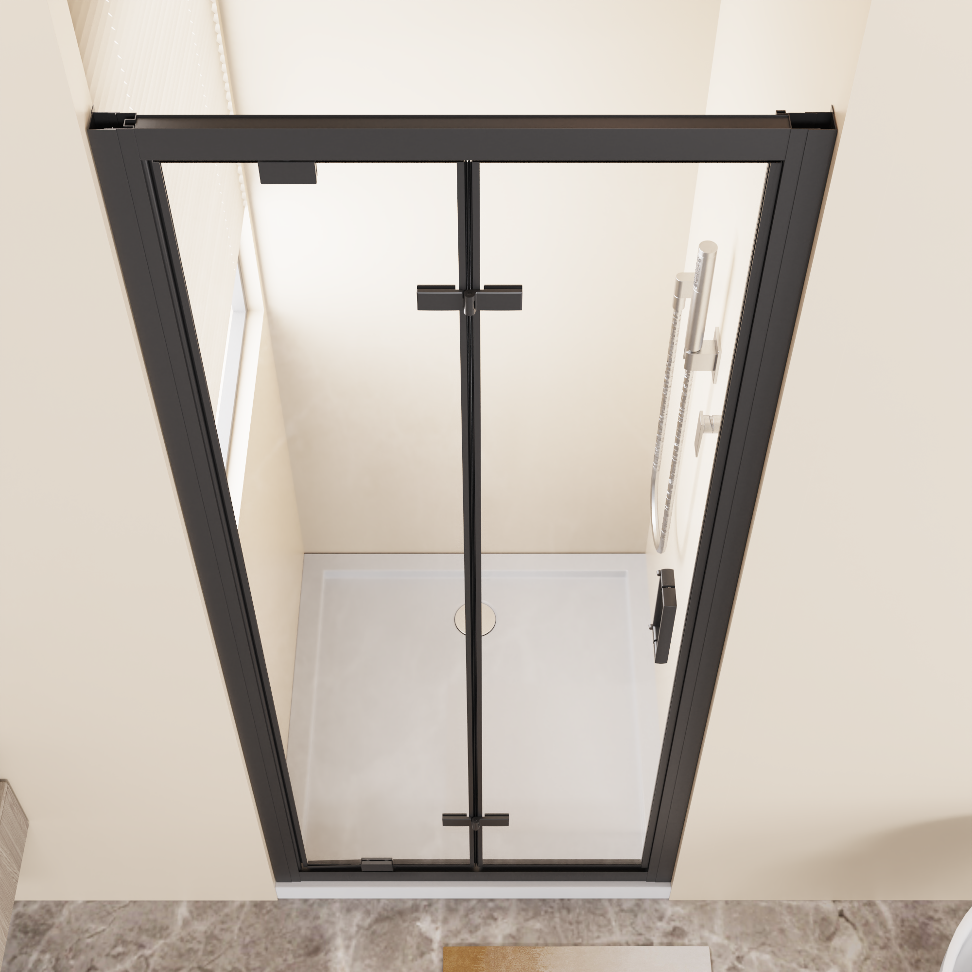 30-32 x 72 in Bifold Pivot Shower Door - 30 x 72 in / Matte Black view 5
