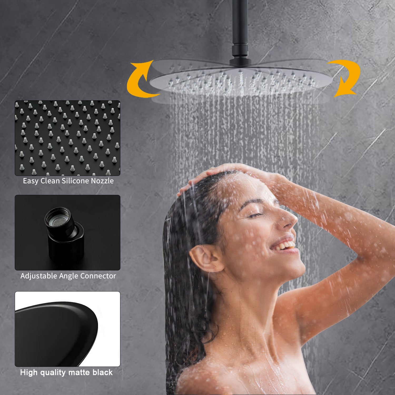 Ceiling Mount Round Shower Combo Set with 10" Rain Shower head and Handheld Shower Head Set with Pressure Balancing Valve